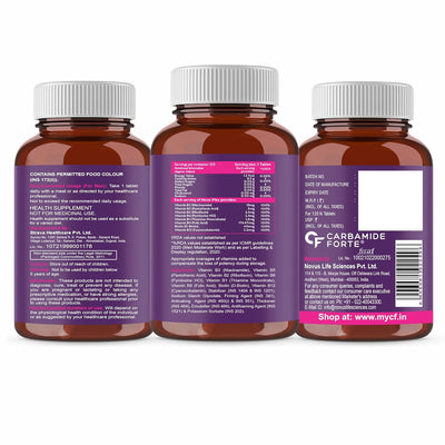 Carbamide Forte Vitamin B-Complex Tablets - 100% RDA for B Vitamins with B1, B2, B3, B5, B6, B9 & Vitamin B12 | Vitamin B Complex Supplements for Women & Men - 120 Vegetarian Tablets