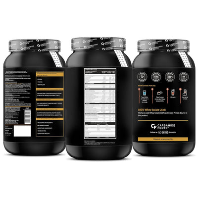 Carbamide Forte Whey Protein Powder Isolate | 100% Pure Protein Powder for Men | 30g Protein per serving with Isolate Whey Protein | 3X digestive Enzymes | 6.89g BCAA | 14.50g EAA | 0g added sugar | Belgian Chocolate Flavour - 1Kg