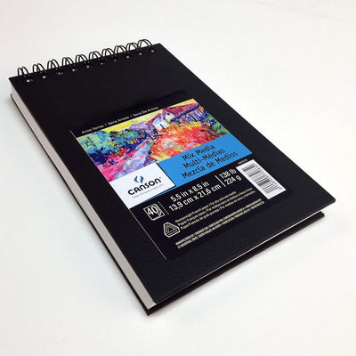 Canson Mix-Media 224 GSM Fine Grain 14 x 21.6 cm Drawing Paper Spiral Bound Book (White, 40 Sheets)