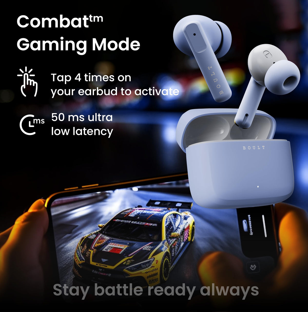 Boult Audio Z60 Truly Wireless in Ear Earbuds with 60H Playtime, 4 Mics ENC Clear Calling, 50ms Low Latency Gaming, 13mm Bass Driver, Type-C Fast Charging, IPX5 ear buds TWS Bluetooth 5.3(Powder Blue)