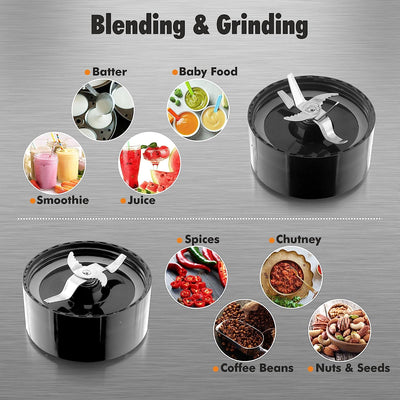 Cookwell Bullet Mixer Grinder (5 Jars, 3 Blades, Silver) (Indian Plug)
