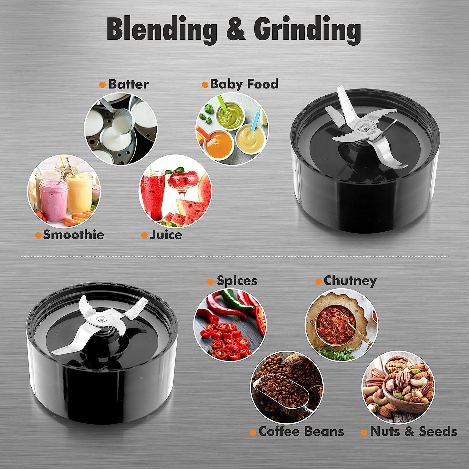 Cookwell Bullet Mixer Grinder (5 Jars, 3 Blades, Silver) (Indian Plug)