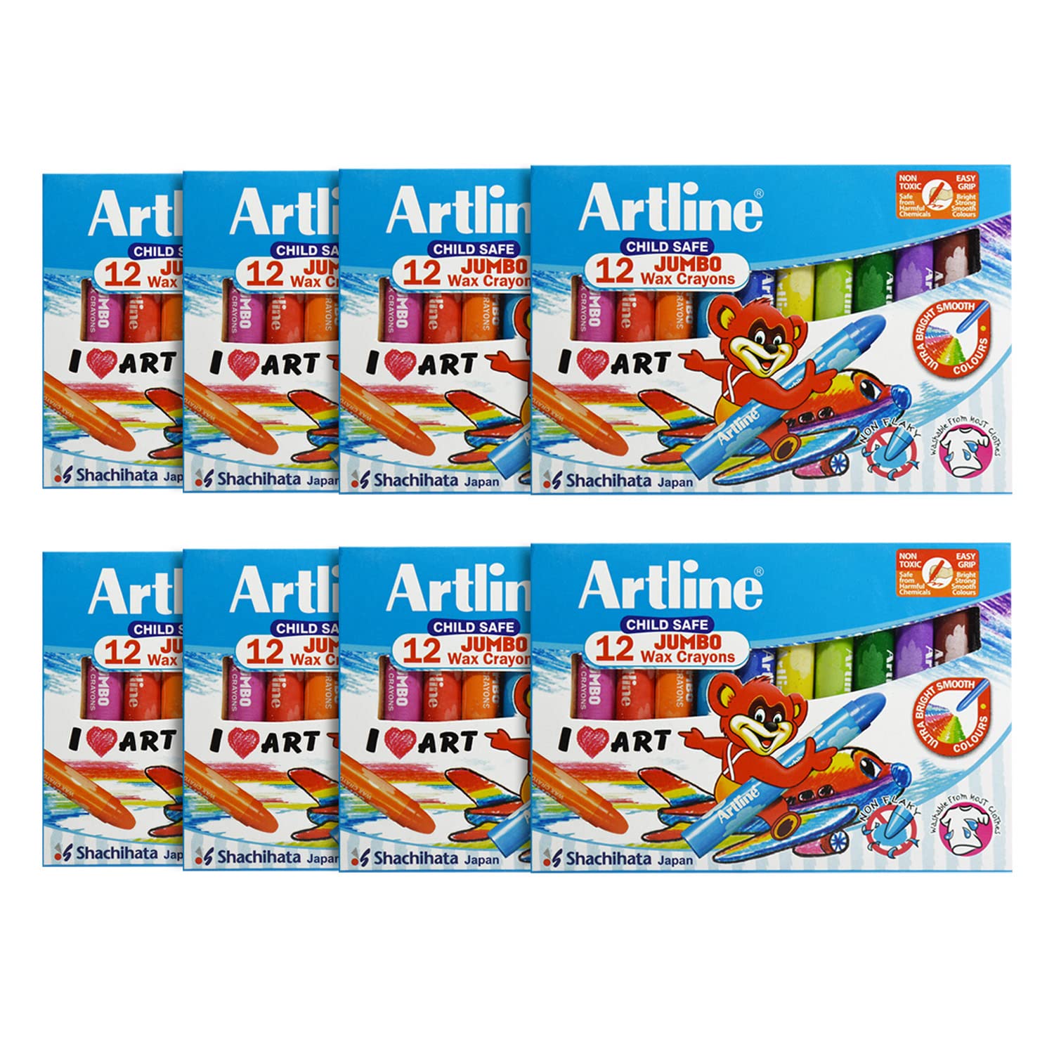 Artline Non-Toxic Junior Jumbo 12 Shades Wax Crayons