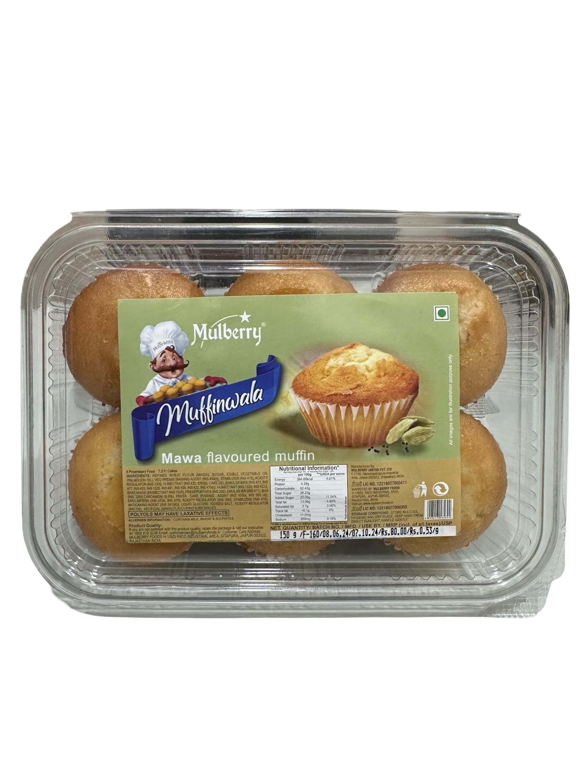 Mulberry Muffinwala Mawa Cake | Choco Flavours | Mono Outer Sliced Cake | Vegetarian Sliced Cake For Kids and Adults | Pack of 4| combo 25 gms Each | 660 gms