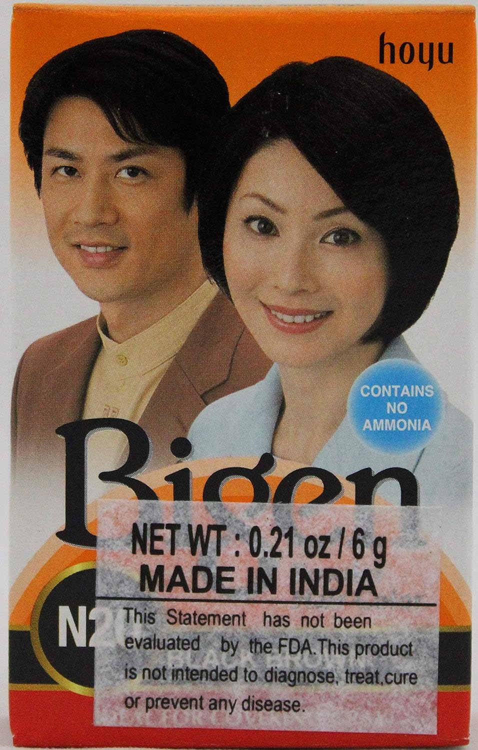 12x Bigen Powder Hair Color, Black Brown N20 - Pack of 12 - (6g each)