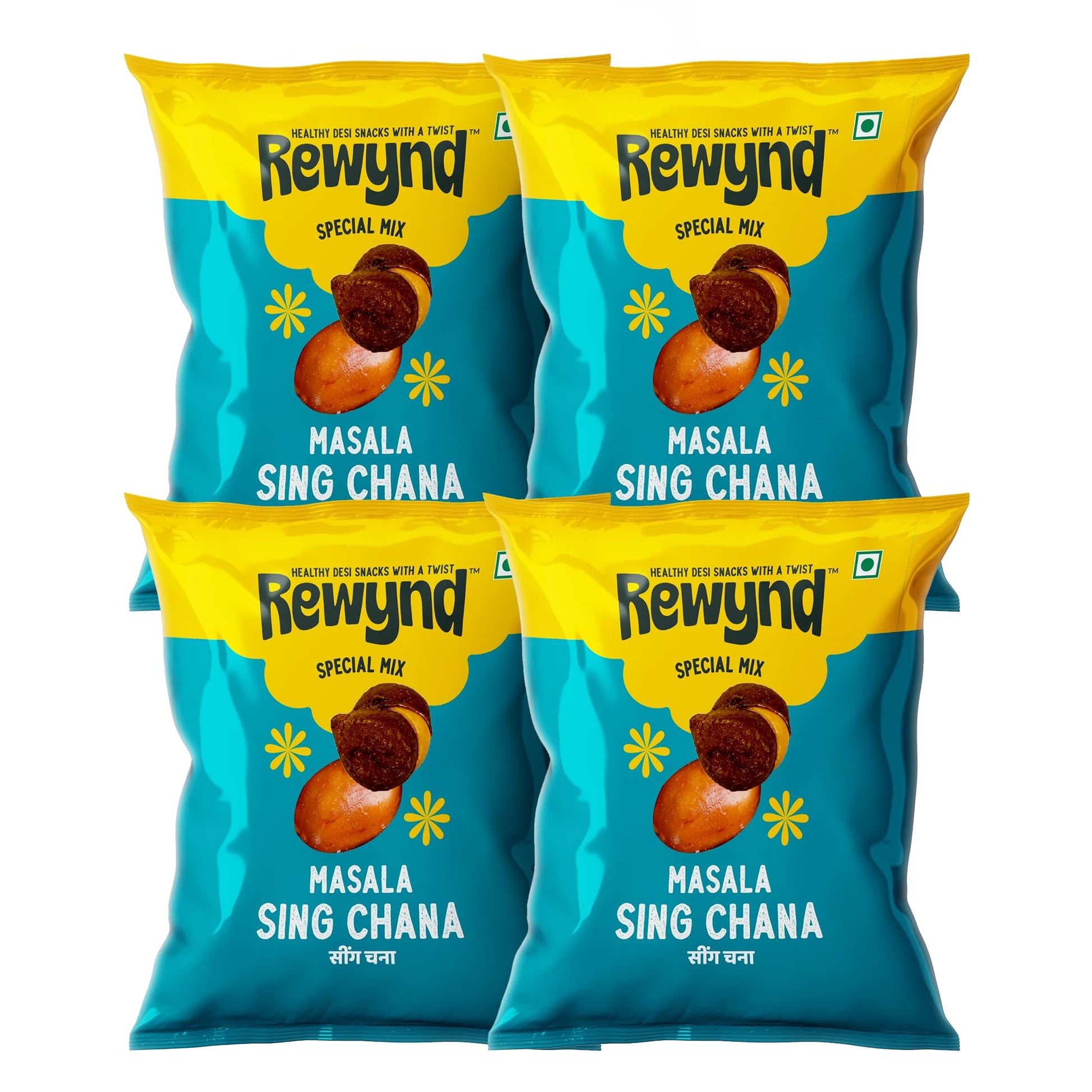 Rewynd Masala Sing Chana | 600gm (Pack of 4) | Healthy & Tasty Masala Sing Chana Mix | 100% Veg | Healthy Snack for Anytime Snacking