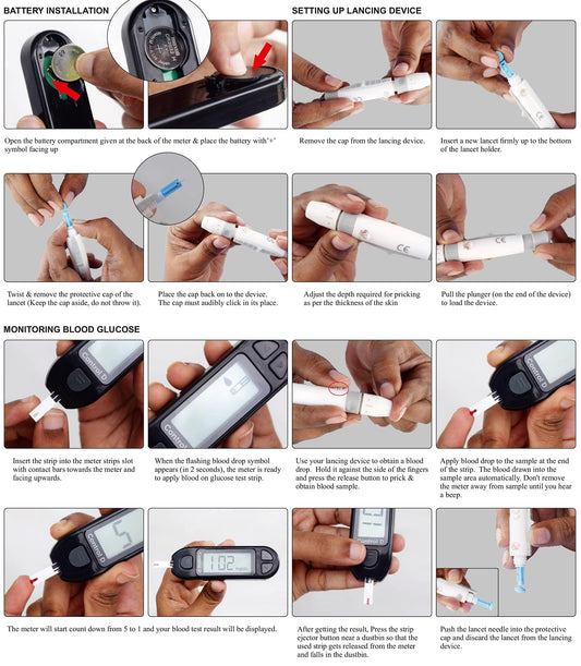 Control D Blood Glucose Monitor (Pack of 25 Strips, White)