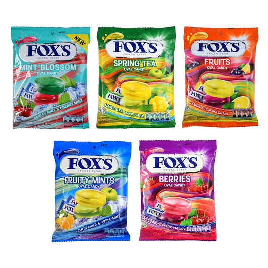 Fox's Crystal Clear Fruits Oval Cnady Mix Flavoured 90g x 5 Pouch