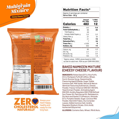 Fit & Flex Baked Multigrain Lemony Mint, Tangy Tomato & Cheesy Cheese Namkeen Mixture, Healthy Snacks With Zero Cholesterol, Tasty Party Snacks - As Seen on Shark Tank India - 100 g (Pack of 6)