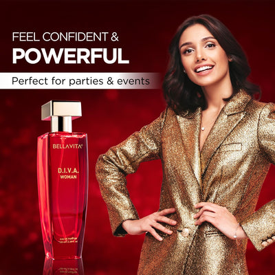 Bella Vita Luxury DIVA Eau De Parfum Perfume with Bergamot, Jasmine, Vanilla, Patchouli|Premium, Long Lasting Floral & Musky Fragrance for Women 100ML