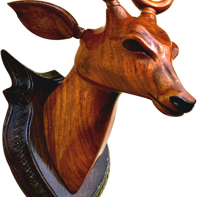 BK ART & CRAFTS Handicraft Wooden Deer Head with handicrafts Home Decor Showpiece Wall Decoration for Living Room, Bedroom and Office, Pack of 1