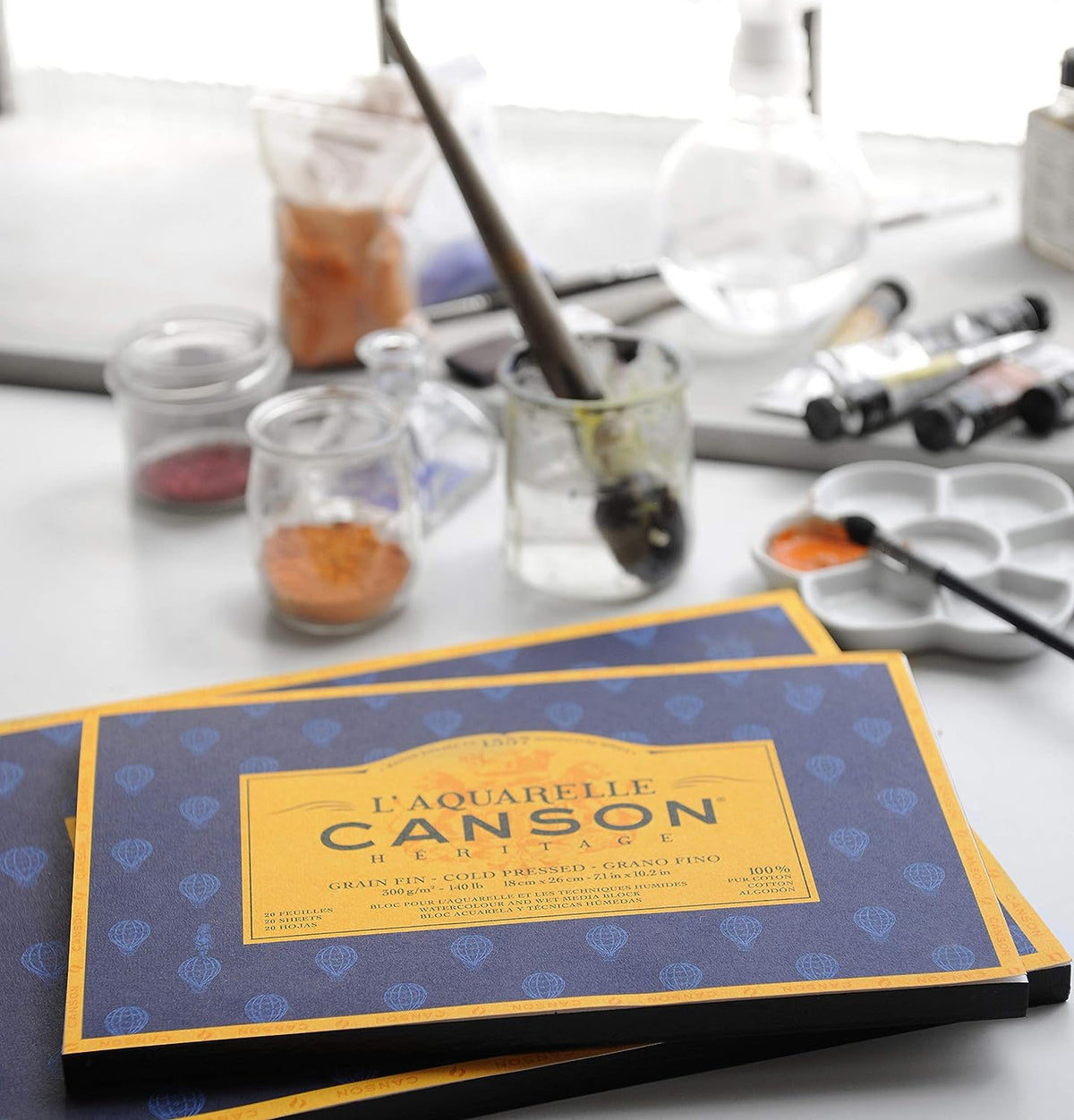 Canson Héritage Cotton 300 GSM Cold Pressed 36 x 51 CM Paper Block(White, 20 Sheets)