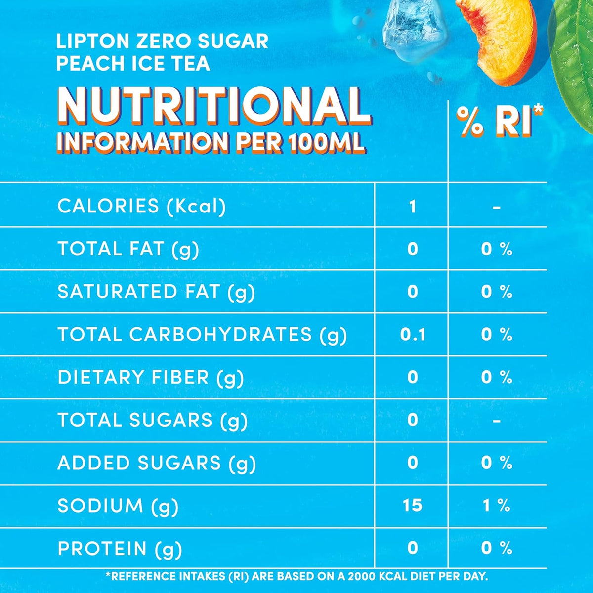 6x Lipton Zero Sugar Peach Ice Tea (Pack Of 6) - 320ml each
