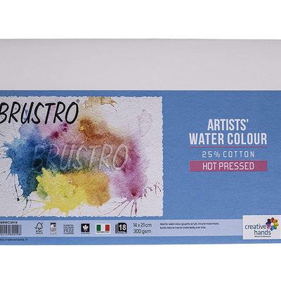 Brustro Watercolour Papers 25% Cotton HP 300 GSM 14 X 21 CM , 2 Packets (Each Packet Contains 18 sheets)