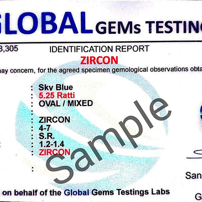 Ayush Gems 7.25 Ratti - 6.50 Carat Blue Zircon Gemstone Original Lab Certified for Men and Women