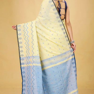 Ankita SAREE HOUSE Women's Traditional Bengal Cotton Silk Beki Border Handloom Soft Saree with Blouse Piece (Chiku)