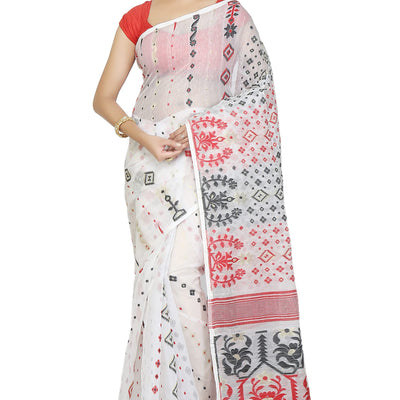 BENGAL HANDLOOM Exclusive Women's Cotton Silk Soft Dhakai Jamdani Sarees, Multi