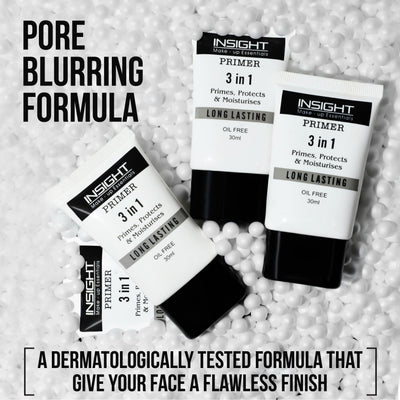 Insight Cosmetics 3 in 1 Primer for Face Makeup | Hydrating, Lightweight & Long- Lasting | All Skin Types | Oil-Free | Minimises Pores | Toxic & Cruelty Free | 30ml