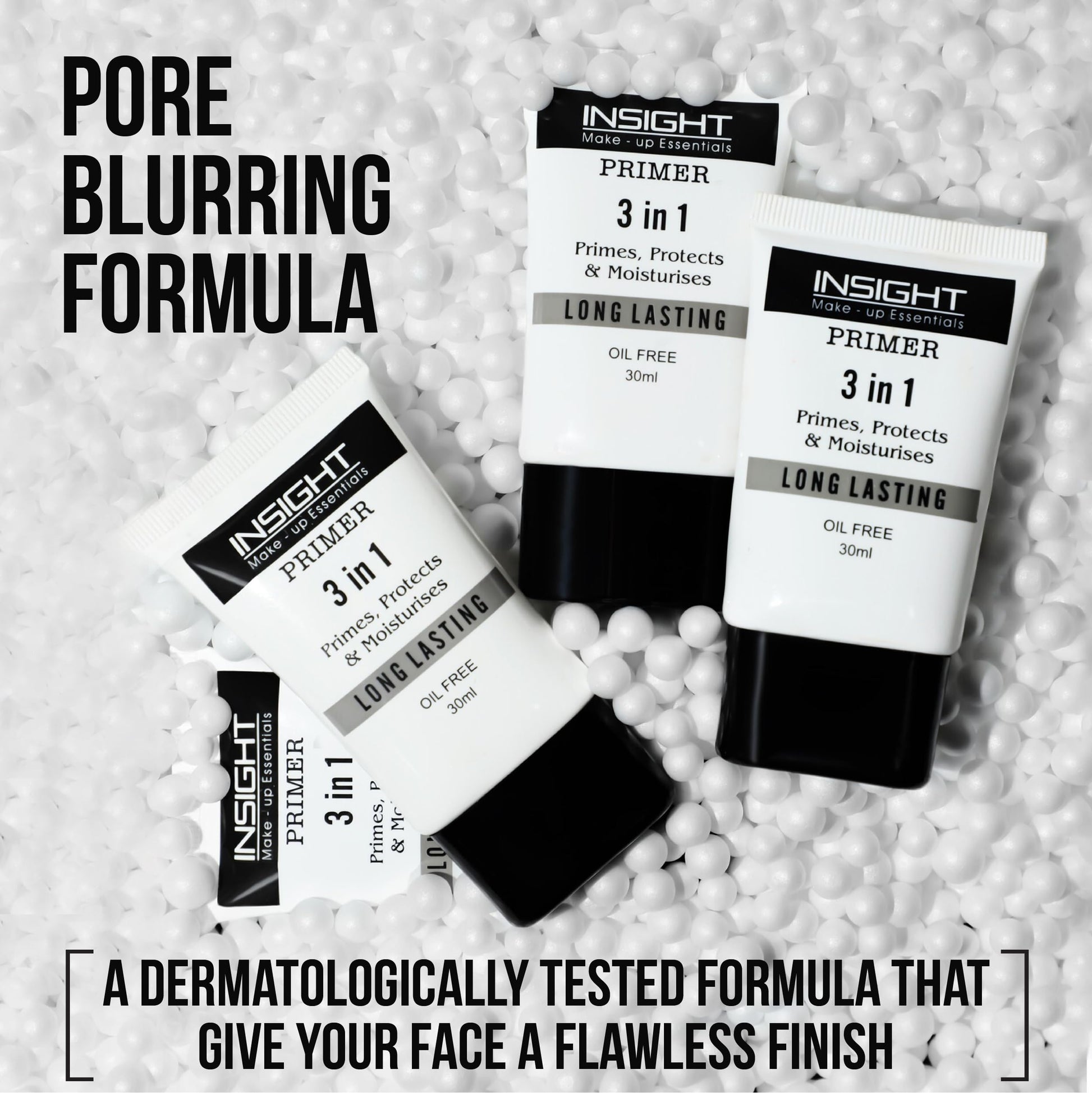 Insight Cosmetics 3 in 1 Primer for Face Makeup | Hydrating, Lightweight & Long- Lasting | All Skin Types | Oil-Free | Minimises Pores | Toxic & Cruelty Free | 30ml