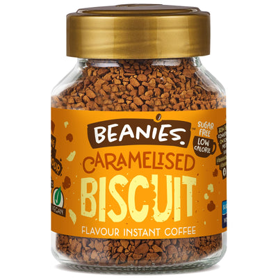 Beanies | Instant Flavored Coffee | Caramelized Biscuit | Low Calorie, Sugar Free | 50 g| Pack of 1