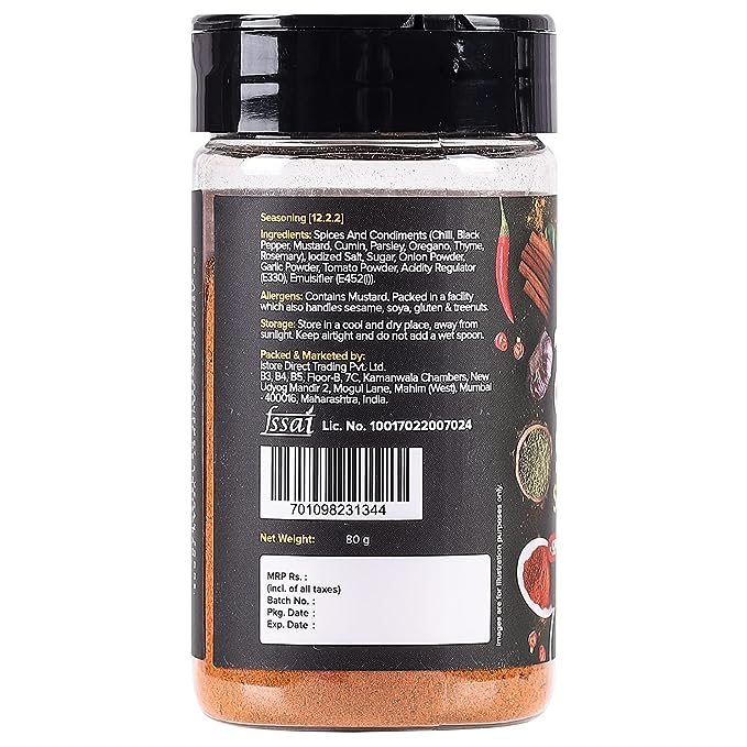 Urban Platter Cajun Spice Seasoning Shaker Jar, 80g (Sprinkle on Fries, Poporn, Appetizers and More | Suitable for marinades and making dips)