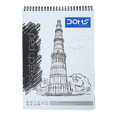 Doms Wiro Binding Notebook | Sketch Pad | Plain | 110GSM | 100 Pages | 21.0 x 29.7 cm | Pack of 1