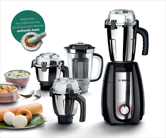 Bosch TrueMixx Pro Mixer Grinder MGM8842MIN, 1000W 4 Jars Black (Indian Plug)