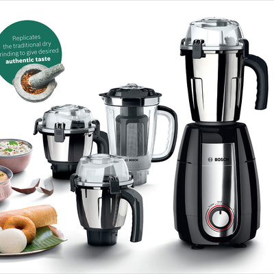 Bosch TrueMixx Pro Mixer Grinder, 1000W 4 Jars Black MGM8842MIN