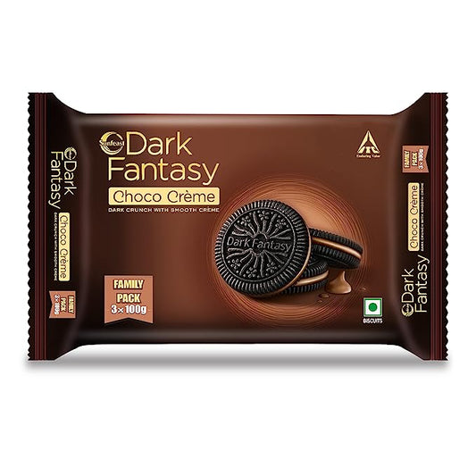 Dark Fantasy Sandwich Sunfeast Dark Fantasy Choco Creme Dark Crunch with Smooth Creme Pouch, 300 g