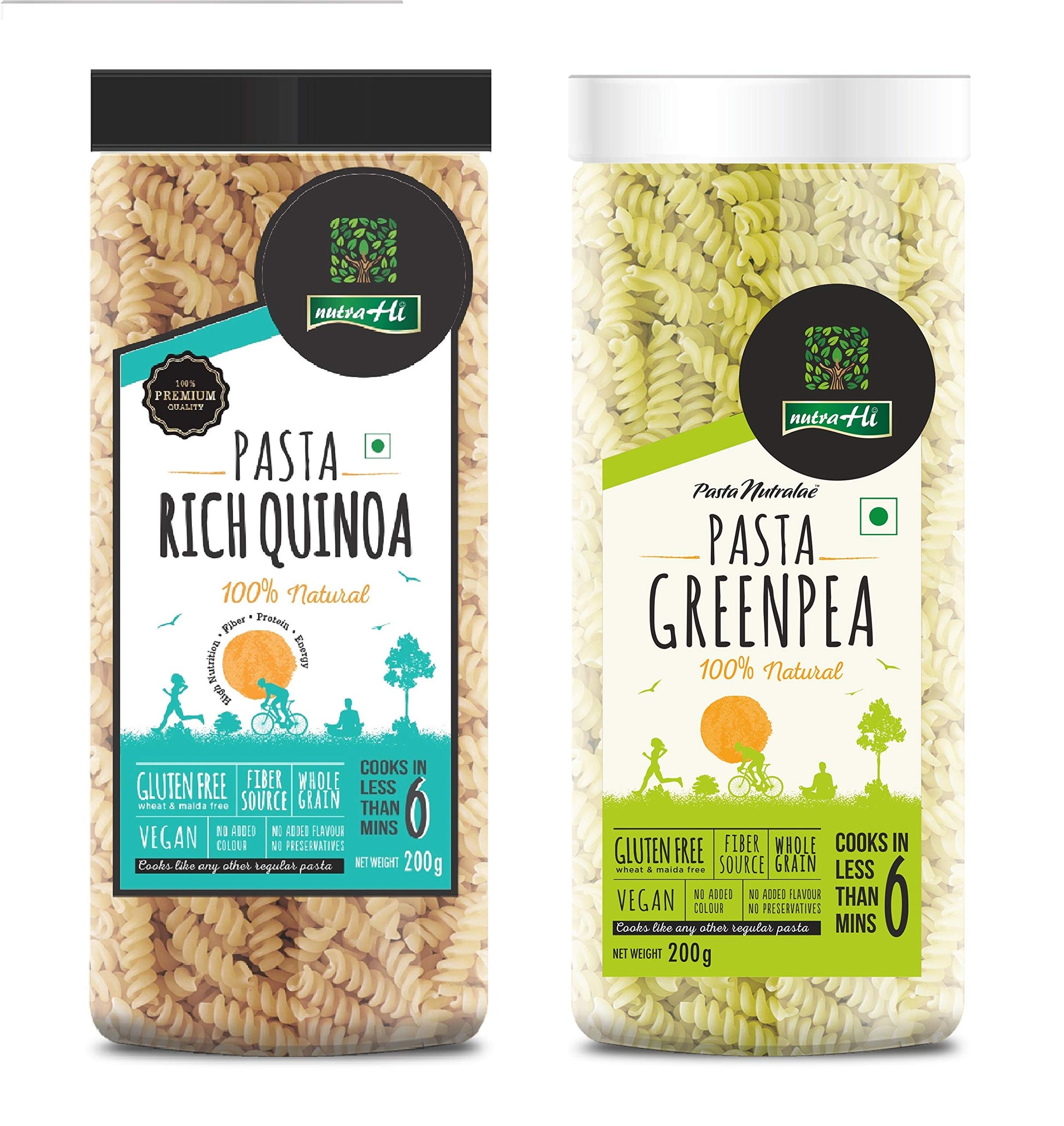 NutraHi Rich Quinoa Gluten Free Pasta + Greenpea Gluten Free Pasta 200g Each (Combo)
