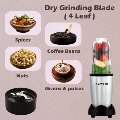 Captain Nutri Blender 500W - Copper (2 Jars & 2 Blades, Silver)