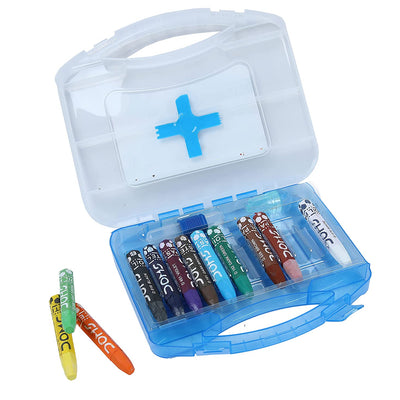 Doms Non-Toxic Hexagonal Jumbo Oil Pastel Set In Plastic Carry Case -12 Assorted Shades