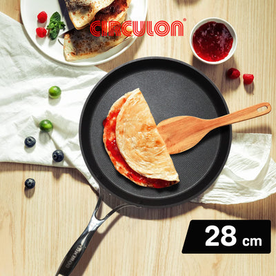 Circulon Hard Anodised Non Stick Aluminium Flat Dosa Tawa | Dosa Pan NonStick | Tawa for Roti | Non Stick Tawa Induction Base | Dosa Tawa Big Size, 28 cm, Black