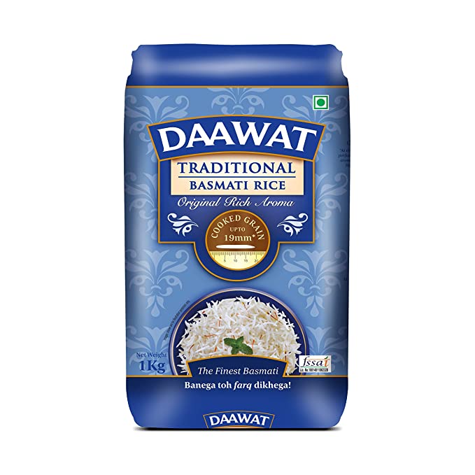 Daawat Traditional, Perfectly Aged Premium Basmati Rice with Rich Aroma, 1 Kg