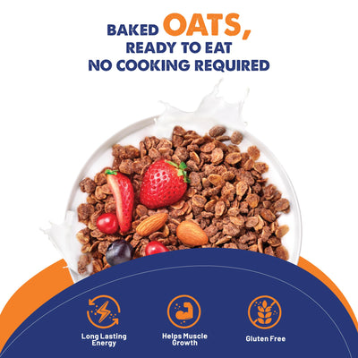 FIT & FLEX High Protein Ready To Eat Oats, Baked Peanut Butter Chocolate & Honey Oats, Zero Refined Sugar, Gluten Free & Preservative Free - As Seen on Shark Tank India - (400 g Each) Assorted Combo Pack of 2