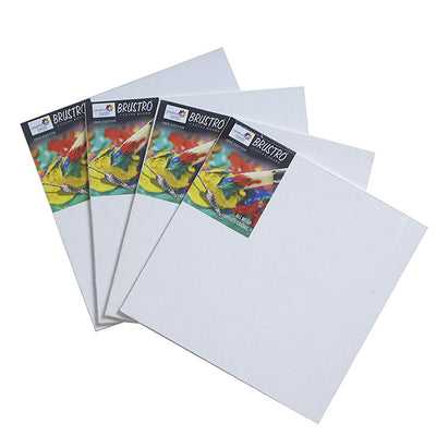 Brustro 100% Cotton Canvas Board Medium Grain 12"X12" (Pack of 4)