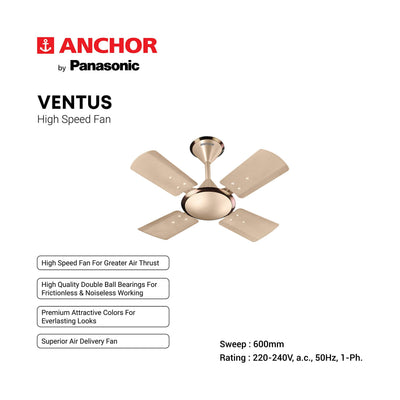 anchor by panasonic Ventus 600mm Ceiling Fan (Honey Gold Briken)