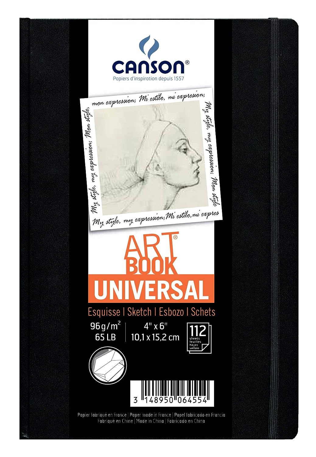 Canson Universal 96 GSM Light Grain 10.2 x 15.2 cm Drawing Paper Hardbound Book (White, 112 Sheets)