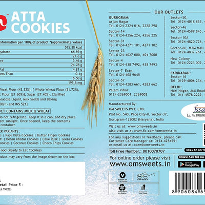 Om Sweets and Snacks Atta Cookies | No added colours or preservatives | Fresh Products | Ready to eat | Finest snack | Tea time 350G