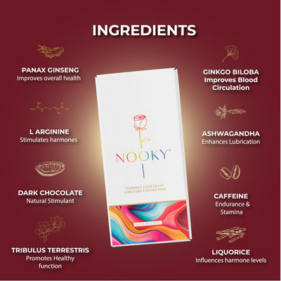 Nooky Premium Aphrodisiac Chocolate for LGBTQ+ | Mood-Enhancing, All-Natural Ingredients | Vegan-Friendly, Decadent Dark Chocolate (pack of 3)