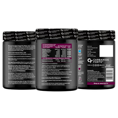 Carbamide Forte L Carnitine Powder for Men & Women | L-Carnitine L Tartrate 2000mg Supplement For Women & Men | L Carnitine Powder Pre Workout, Intra Workout & Post Workout Supplement | L Carnitine Supplement Black Current Flavour - 150g