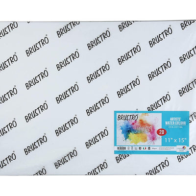 Brustro Artists Watercolour Paper, 25% Cotton, 300 GSM, Cold Pressed, Size - 11" x 15" (Inches), Pack of 20 Sheets