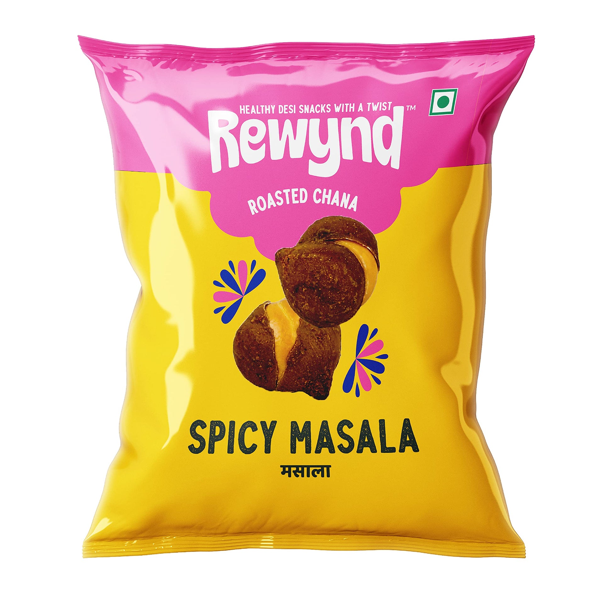 Rewynd Spicy Masala Chana | 560gm (Pack of 4) | Roasted Not Fried | Flavored Chana For Adults & Kids | High Protien | 100% Veg | Healthy Snack for Anytime Snacking