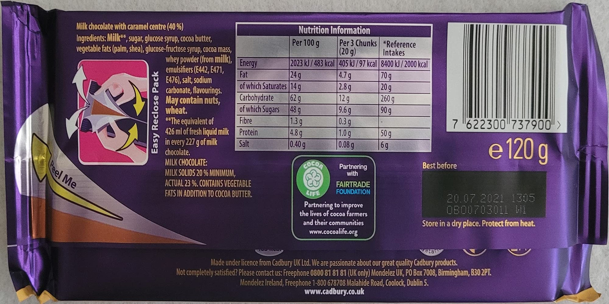 Cadbury Dairy Milk Caramel, 120 Gram
