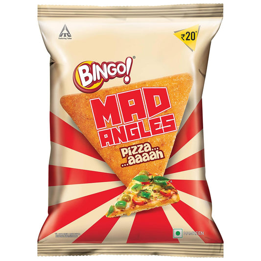 Bingo! Mad Angles Pizza Flavour, Corn-Based Crunchy Chips Perfect for Snacking 66g