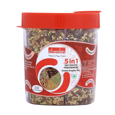 Chandan Mouth Freshener 5 in 1 Mix Mouth Fresheners Sweet Fennel Mix | Kashmiri, Special, Jet, Poona & Gulab Mukhwas, 8.82 oz / 250 g