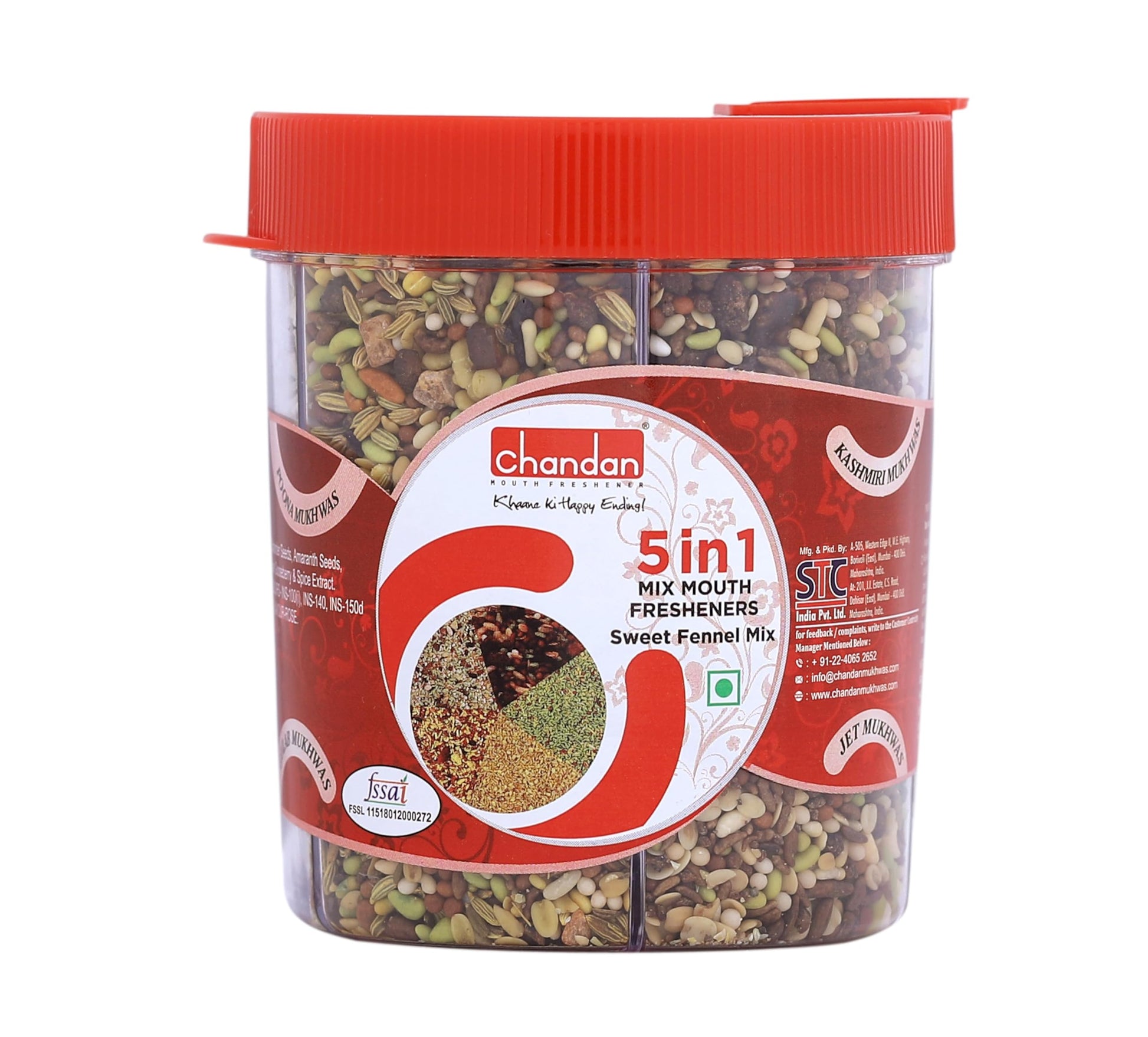 Chandan Mouth Freshener 5 in 1 Mix Mouth Fresheners Sweet Fennel Mix | Kashmiri, Special, Jet, Poona & Gulab Mukhwas, 8.82 oz / 250 g