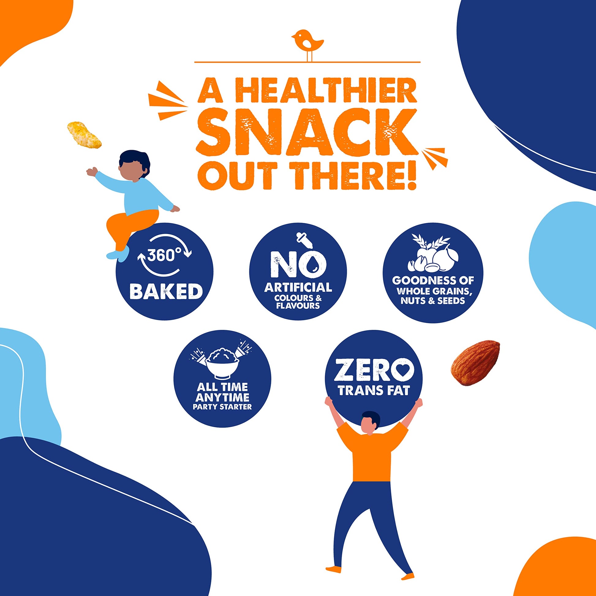 Fit & Flex Baked Multigrain Lemony Mint, Tangy Tomato & Cheesy Cheese Namkeen Mixture, Healthy Snacks With Zero Cholesterol, Tasty Party Snacks - As Seen on Shark Tank India - 100 g (Pack of 6)