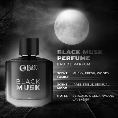 Beardo Black Musk Eau De Parfum Perfume for Men, 100ml | Musky, Woody Perfume for Men Long Lasting | Gift for men | Best Date night fragrance | Mens Perfume | Gift For Brother | Gift For Friends