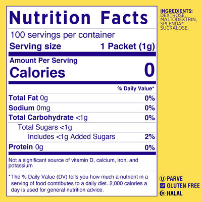 Splenda No Calorie Sweetener Packets, 100g